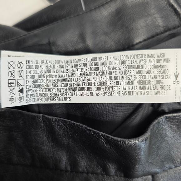 NEW Forever 21 Black Faux Leather Raw Hem Knee Length A-Line Skirt, Size Medium - Picture 12 of 12